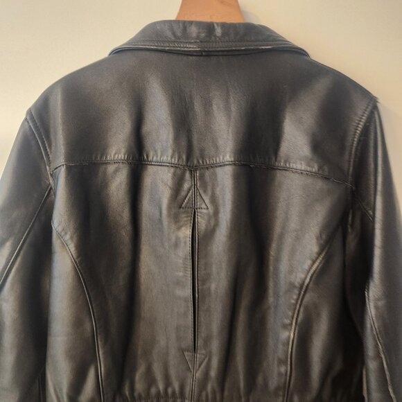 Vintage Bullskins Black Leather Jacket Biker Rocker Motorcycle Moto Womens 14 - Picture 10 of 16